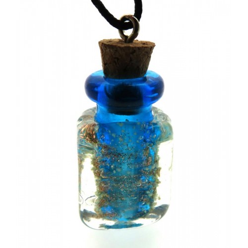 Lachrymatory Style Blue Glass Bottle Pendant